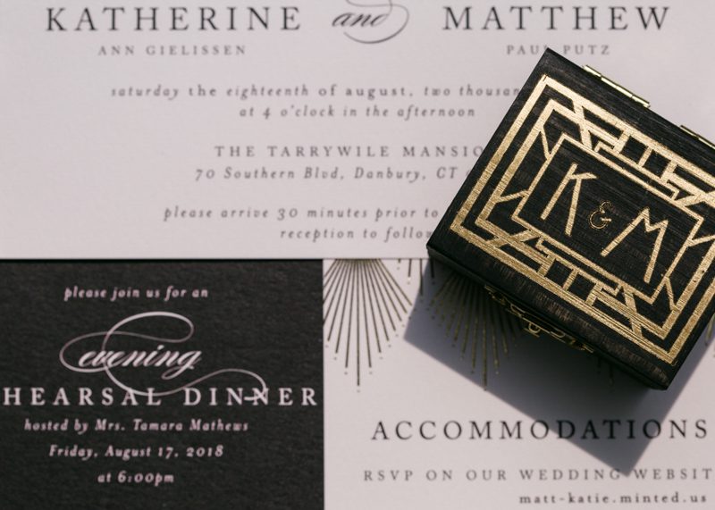 art-deco-wedding-monogramed-box-with-wedding-invitation